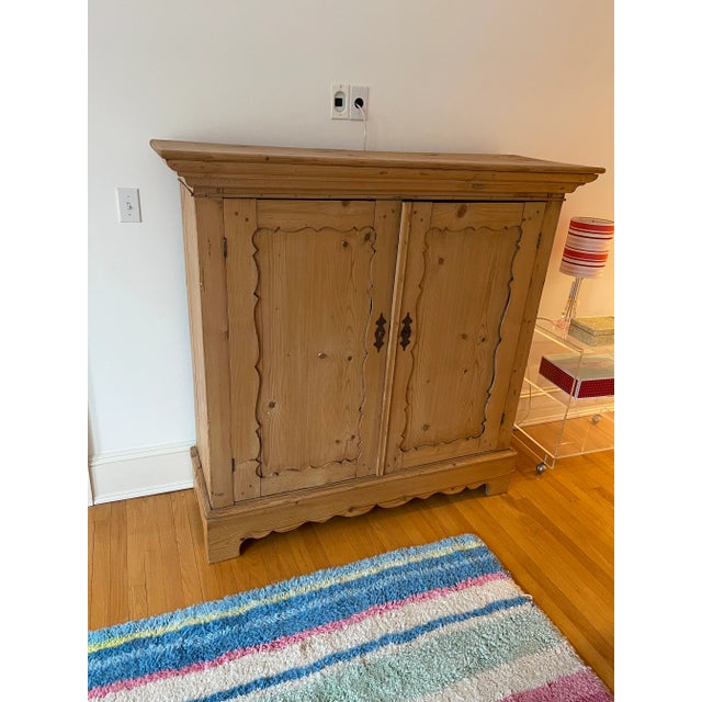 Mid-Century Modern Antique Pine Two Door Storage Cupboard Cabinet For Sale - Image 3 of 11