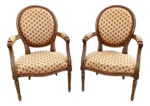 French Louis XVI Style Arm Chairs/Pr.
