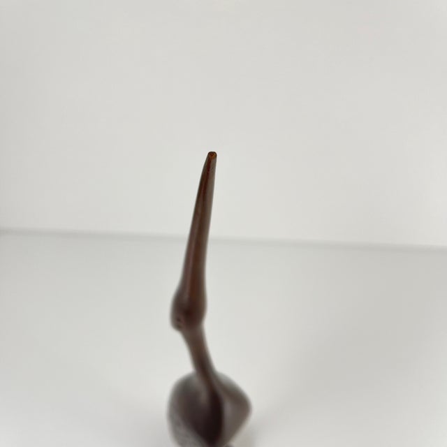 Wood Carved Wooden Heron Statue, Mid-20th Century For Sale - Image 7 of 10