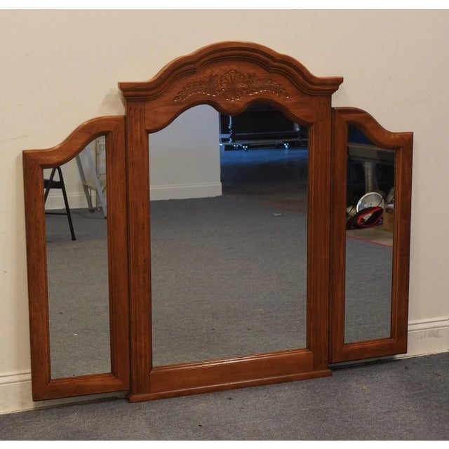 French Country Stanley Furniture Country French Style 56" Tri-View Dresser Mirror 361-060 For Sale - Image 3 of 10