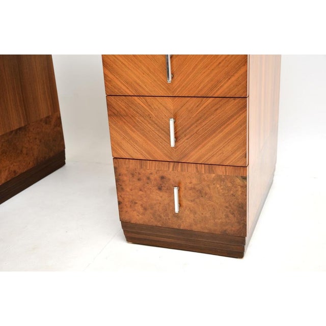Art Deco Burr, Walnut, and Leather Top Desk, 1930s For Sale - Image 13 of 15