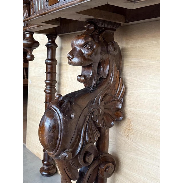 Antique Italian Renaissance Revival Carved Figural Bust with Winged Lion's Head, 1900s For Sale - Image 13 of 14