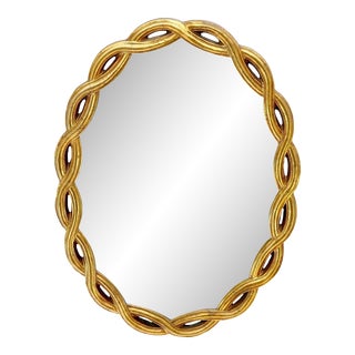 Oval Gold Gild Helix Pattern "Weaved" Frame Wall Mirror For Sale