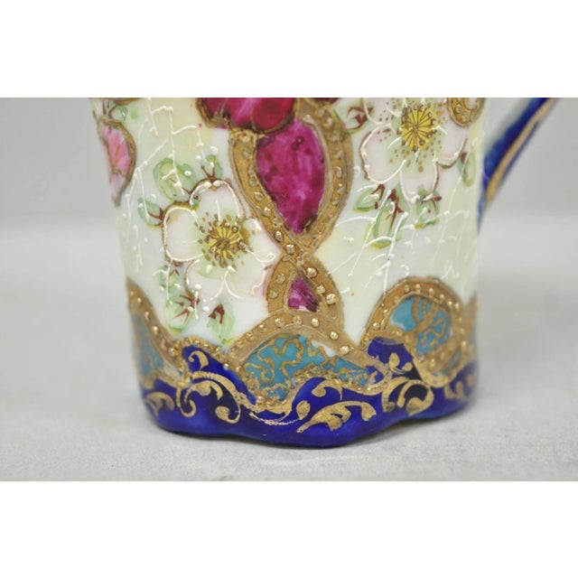 Antique Victorian Teacup & Saucer Cobalt Blue & Roses W/ Draped Gold Trim For Sale In Philadelphia - Image 6 of 16