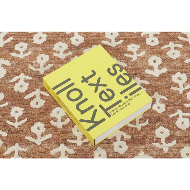 Chocolate Contemporary Block Print Floral Natural Silk Runner by Rug & Kilim, India For Sale - Image 8 of 9