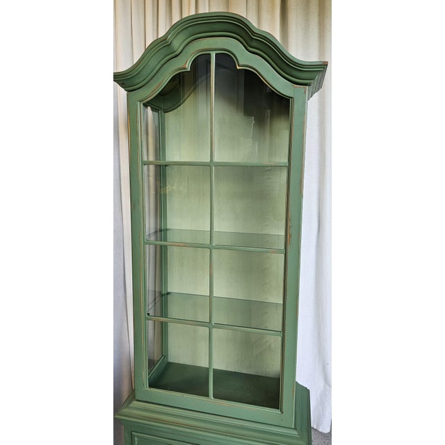 Green MCM Curio Cabinet, Display Cabinet Boho Style, 1950's #2 For Sale In Los Angeles - Image 6 of 16