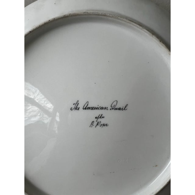 “The American Quail” After A. Pope Mustard Color, Handpainted, and Marked Decorative Porcelain Plate With 18kt Gold For Sale In New York - Image 6 of 6