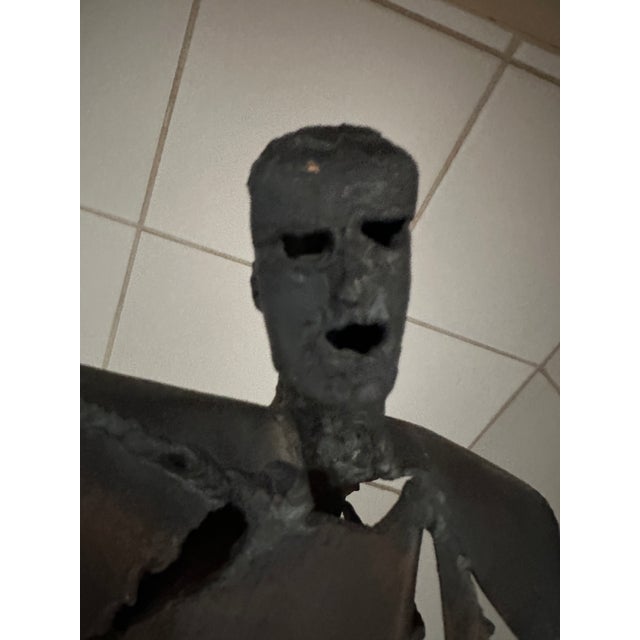 Vintage Brutalist Modernist Welded Steel Figural Sculpture, Signed For Sale - Image 17 of 17