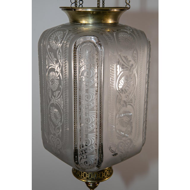 Glass lantern, Cristalleries de Baccarat, France around 1890 Beautiful lantern with a large etched glass and filigree...