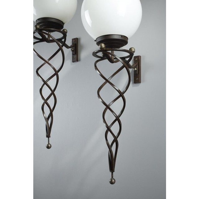 Art Deco Wrought Iron Sconces, 1989, Set of 2 For Sale - Image 4 of 15