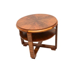 Large Art Deco Coffee Table in Figured Walnut, 1930 For Sale