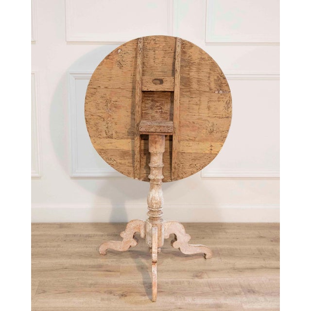 Wood 19th Century Swedish Gustavian Round Tilt-Top Table in Painted Finish, Circa 185 For Sale - Image 7 of 8