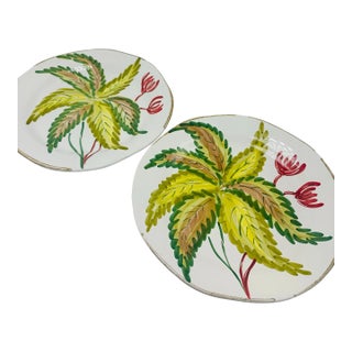 1980s Palm Leaf Italian Plates - a Pair For Sale