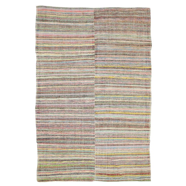 Textile Mid 20th Century Vintage Turkish Decorative Rag Rug For Sale - Image 7 of 7