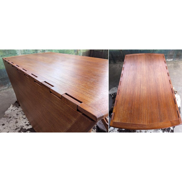 Niels Koefoed Mid Century Scandinavian Niels Koefoed, Drop Leaf Table, Denmark, 1960's For Sale - Image 4 of 12