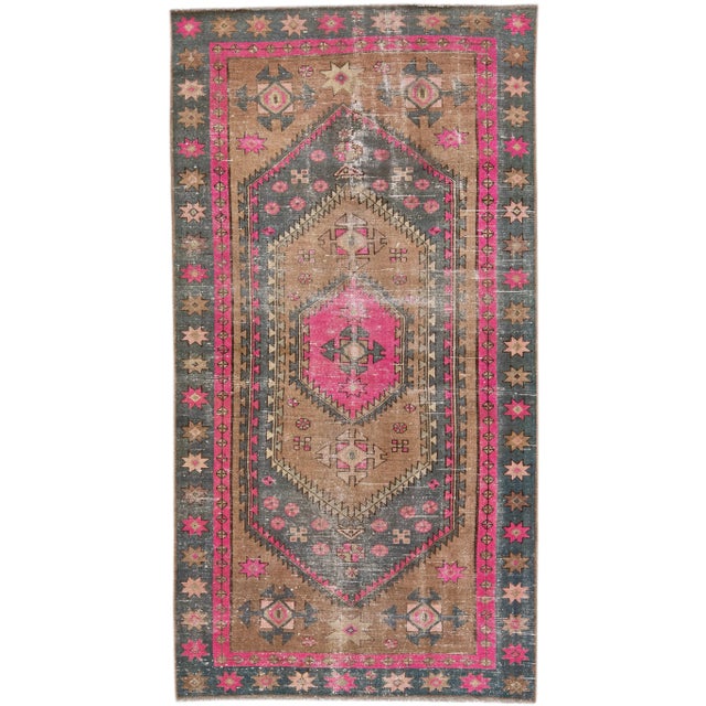Textile 1960s Vintage Persian Distressed Handmade Tribal Pink Wool Rug For Sale - Image 7 of 7