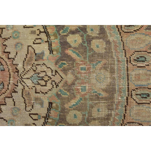 Pink Tabriz Rug 8’1” X 11′ Pink Wool Vintage Distressed Hand-Knotted Carpet For Sale - Image 8 of 15