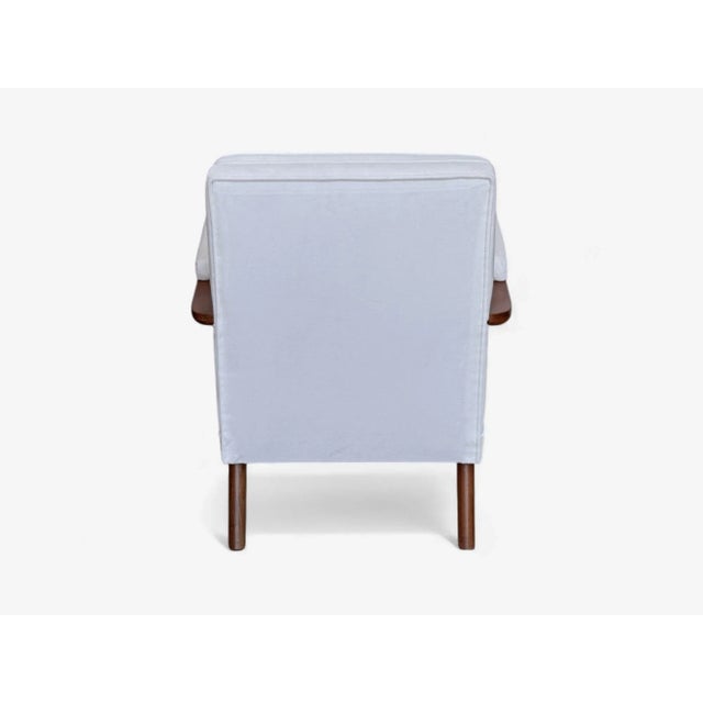 Maison Leleu Style, French Modern, White Mohair, Wood, Lounge Chairs, 1970s For Sale - Image 12 of 12