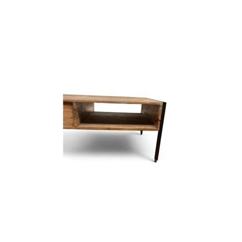 Industrial Coffee Table in Wood and Metal with Drawer, 1990s For Sale - Image 4 of 6