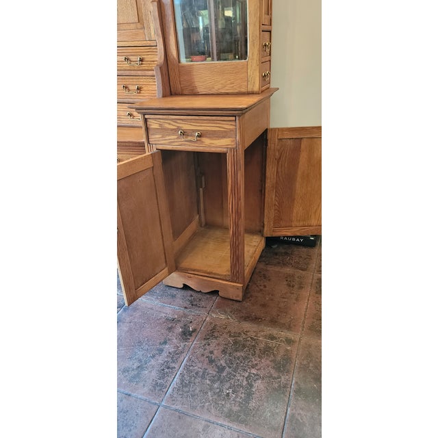 1900s Antique Oak Medical Cabinet Dental Cabinet Victorian With Pull Out Desk For Sale In San Diego - Image 6 of 17