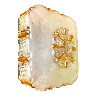 Murano Glass Clear and Amber Square Flush Mount, 1970s For Sale