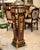 French Luxury Ornate Wood Pedestal With Bronze Accents, Gold Leaf Details & Marble Top For Sale - Image 3 of 4