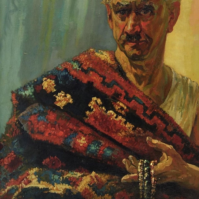 Hein Froonen, Moroccan Seller of Kilims and Jewels, 1930s, Oil Painting For Sale - Image 6 of 14