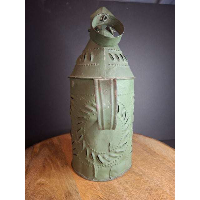 Antique Punched Tin Mica Window Lantern Matthew J King Collection 19thC Primitive For Sale - Image 11 of 18
