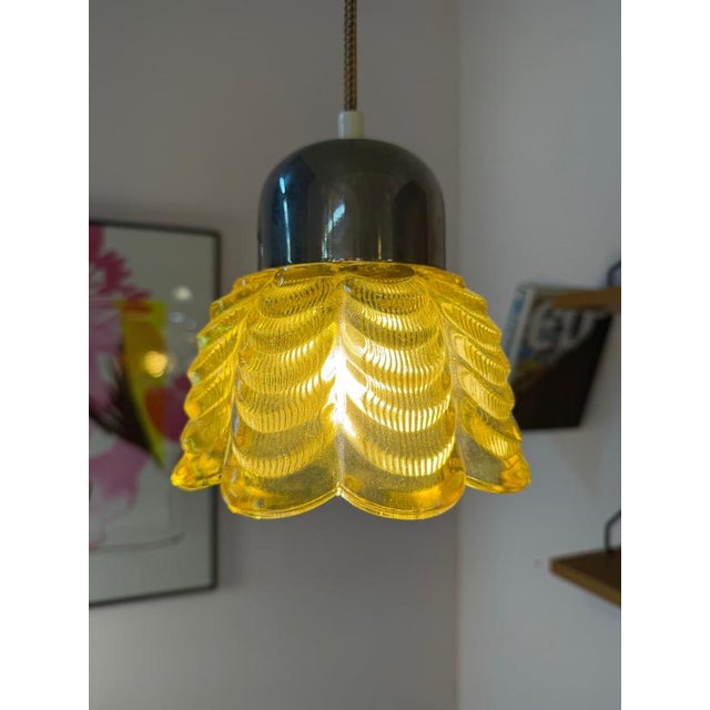 Pendant Lamp Type 1545-02 in Flower Shape and Yellow by Veb Narva For Sale - Image 4 of 11