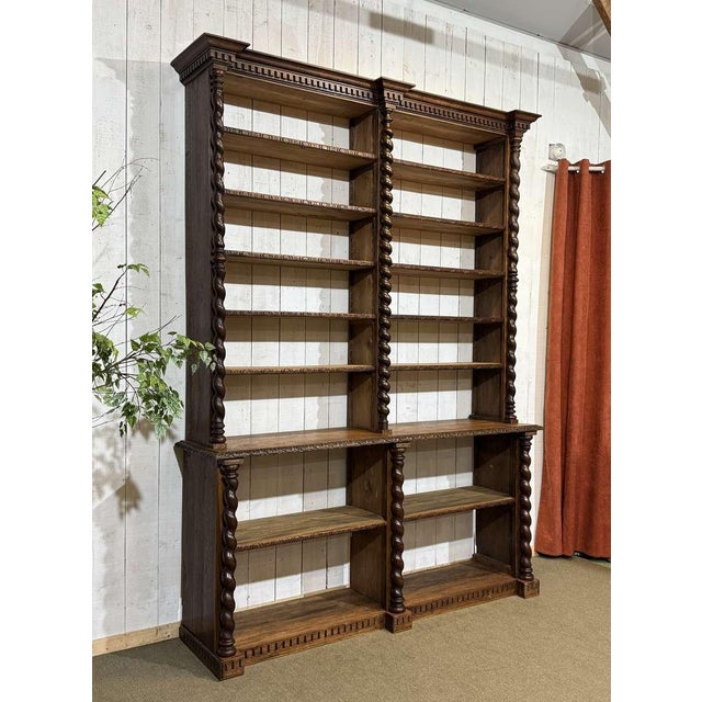Antique Oak and Fir Wood-Paneled Bookcase, 1900s For Sale - Image 15 of 18
