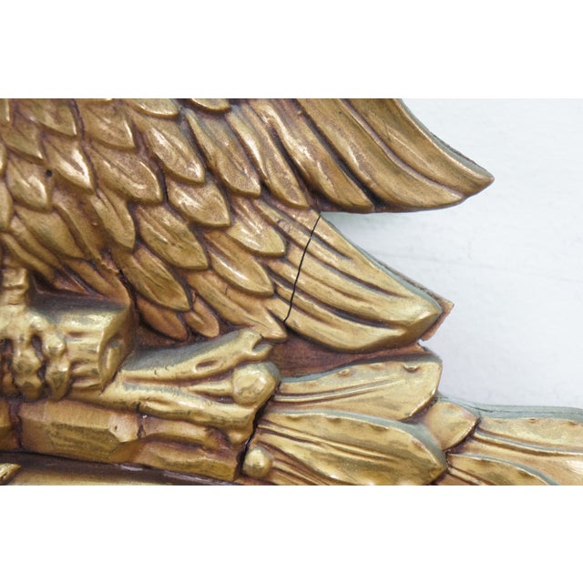 Early 20th Century Antique Federal Giltwood Convex Bullseye Rondel Eagle Wall Mirror 31" For Sale - Image 5 of 15