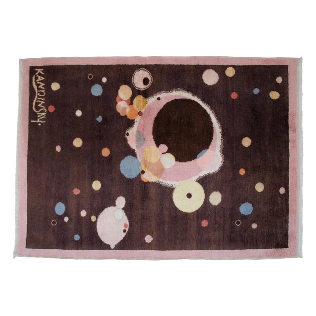 Kandinsky - Several Circles - Inspired Hand Knotted Area Rug One of a Kind Small Rug- 2′7″ × 3′8″ For Sale - Image 11 of 16