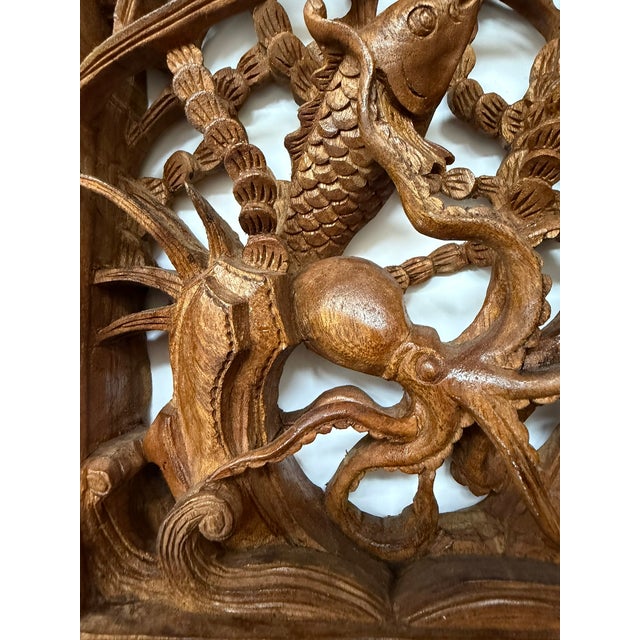 Sea Creatures 3 Dimensional Wood Carving For Sale - Image 12 of 17