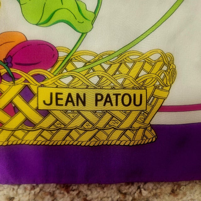 Modern Jean Patou Brilliant Tropical Square Silk Scarf For Sale - Image 3 of 4