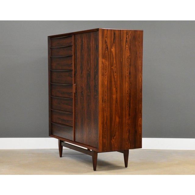 1960s 1960s Refinished Danish Modern Rosewood Armoire Dresser by Sven Madsen for Falster For Sale - Image 5 of 12