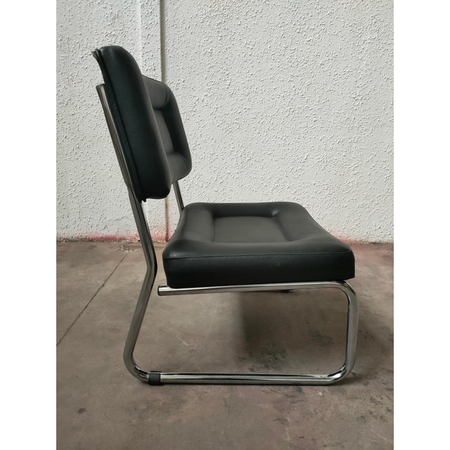 Mid-Century Leather Table & Chairs, Spain, 1980, Set of 5 For Sale - Image 6 of 12