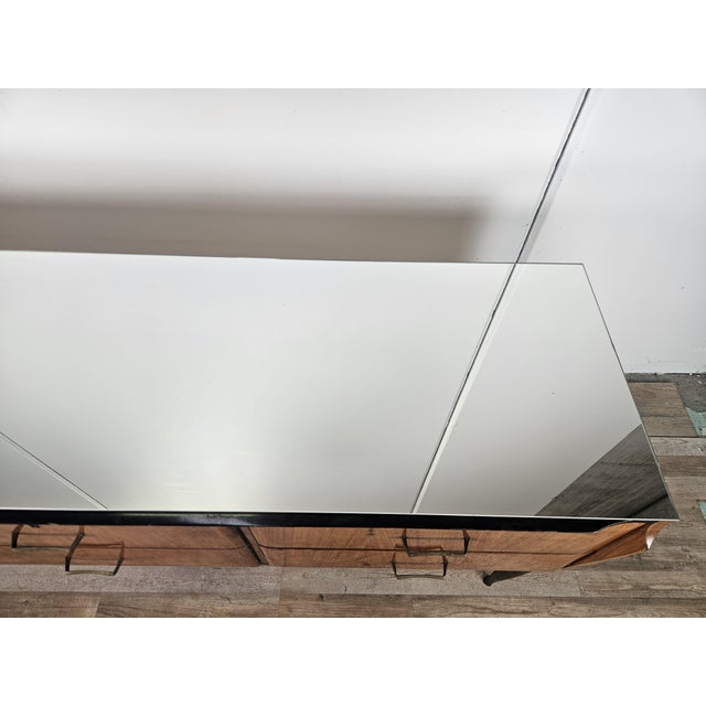 Tan Mahogany Burl Chest of Drawers with Mirrored Top, 1960 For Sale - Image 8 of 18