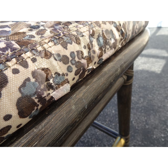 Pair of Vintage McGuire Barstools Bar Stools W Leather Straps and Brass Footrest For Sale - Image 17 of 18