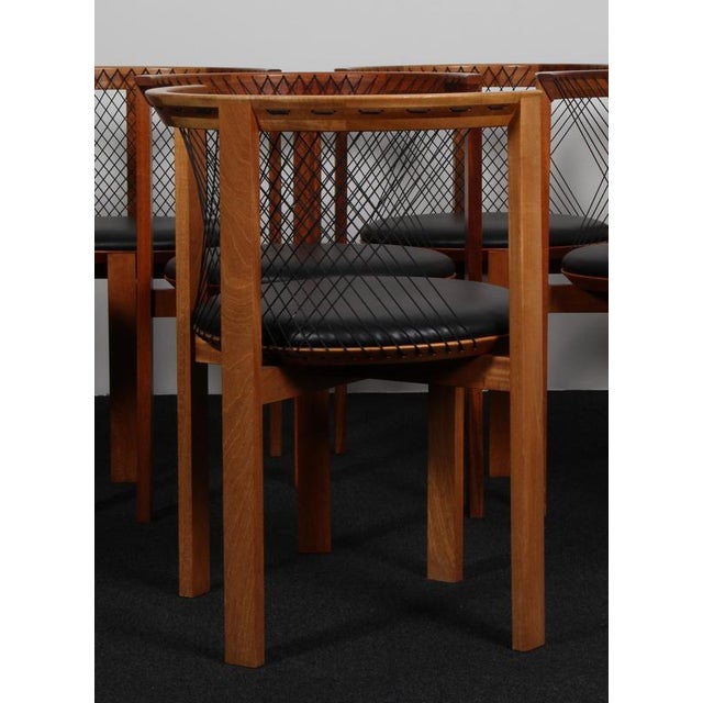 Black String Chairs attributed to Niels Jørgen Haugesen for Tranekær Furniture, 1980s, Set of 8 For Sale - Image 8 of 10