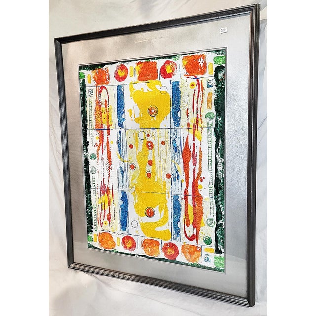 Original abstract and geometrical acrylic painting under glass by Florida artist, Dan Bennett will add brilliant color and...