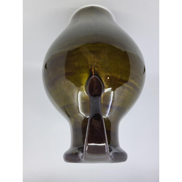 1960s Olive Green Ceramic Pitcher Vase from Saint Clément, France, 1960 For Sale - Image 5 of 11