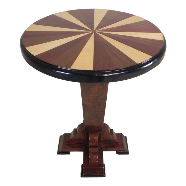 Art Deco Table with Inlaid Wood, 1990s For Sale