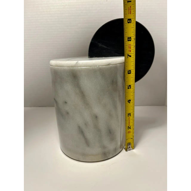 1980s Postmodern Solid White & Black Marble Lidded Canister For Sale In Los Angeles - Image 6 of 7