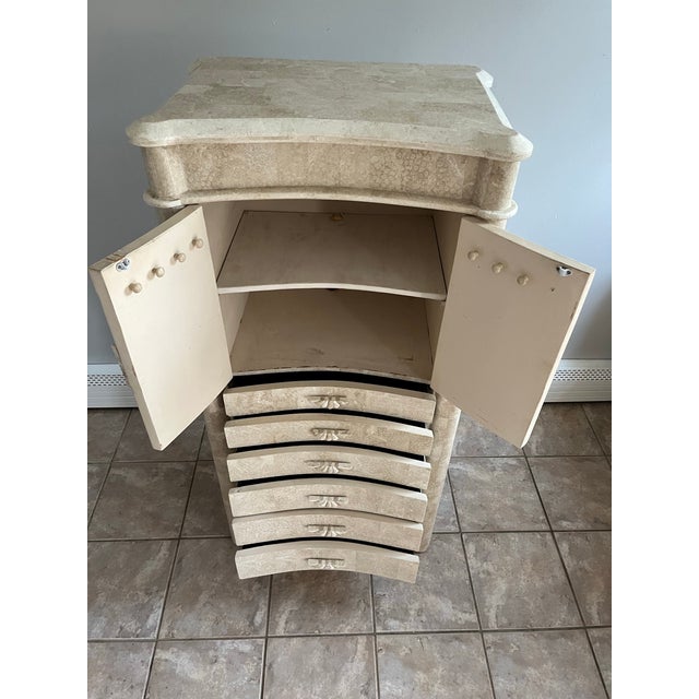 Wood Tessellated Marble Jewelry Cabinet For Sale - Image 7 of 12