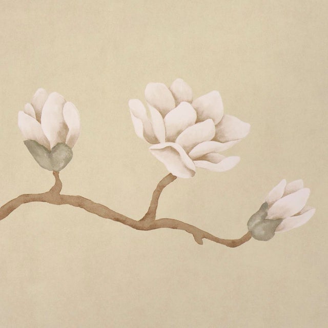 Contemporary Schumacher Magnolia Tree Wallpaper In Soft Gold For Sale - Image 3 of 6