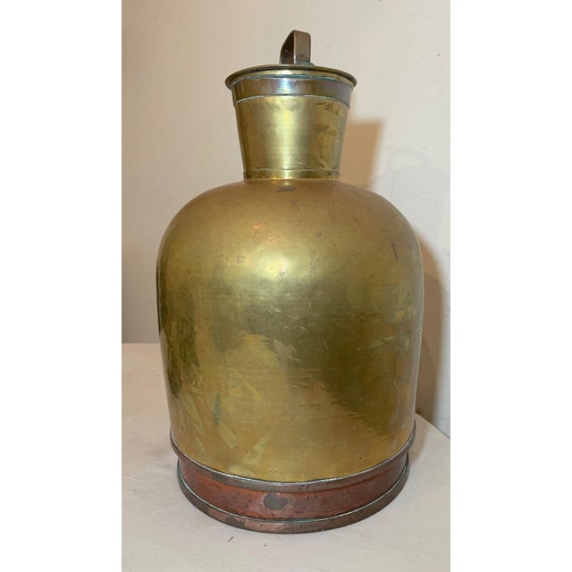 Copper Large Heavy 19th Century Brass Copper Civil War Navy Water Milk Jug Metalware For Sale - Image 8 of 15