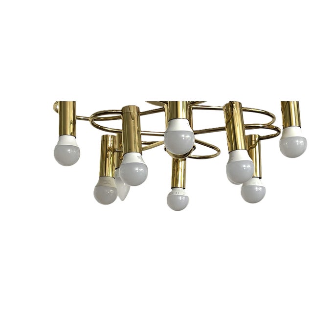Gold Mid-Century Modern Space Age 10-Light Brass Ceiling Lamp by Honsel Leuchten for Sölken Leuchten, Germany, 1970s For Sale - Image 8 of 18