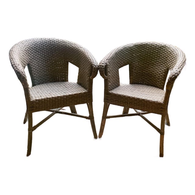 Antique Wicker and Rattan Possibly Victorian Chairs- Pair For Sale