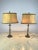 Pair of table/bedside table lamps in bronze, Italy, 1940s The lights are in good condition, the lampshades should be...