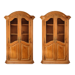 1970s Beautiful Hand-Carved Pine French Provincial Hutch or Bookcase, A Pair